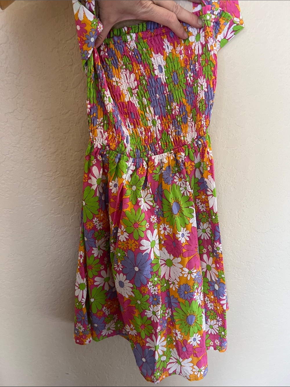 NWT Peppermayo bright 70s floral European towns smocked mini dress 4 - Picture 4 of 7